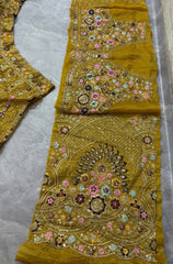 Party-wear Gold Crush Embroidery Sequence Work Lehenga Choli