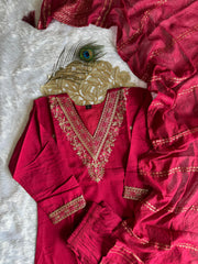 Beautiful Designer Roman Silk With Embroidery & Sequence Work Dress