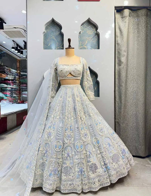 Beautiful Premium Quality Georgette Coding Sequence Real Mirror Work Lehenga Choli