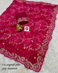 Beautiful Georgette Bhandej Pattern Saree