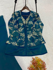 Trendy Coss-Moss Sequence Embroidery Work Co-ord Set