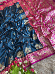 Royal Peshwai Bomkai Paithani Intricate Golden Peacock Motifs Designer Saree