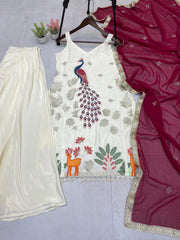 Beautiful French Crepe Embroidery Work Sharara