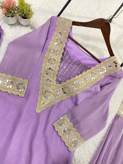Wedding Special Georgette Sequence Embroidery Work Four Piece Set