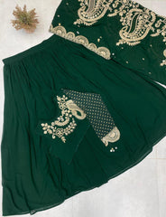 Trendy Stylish Georgette Cording Sequence Work Lehenga Blouse WIth Shrug