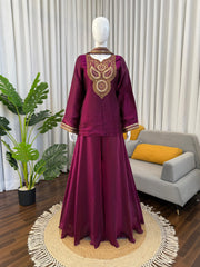 Stylish Designer Fendy Silk Thread & Sequence Work Sharara Set