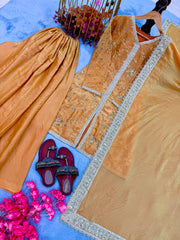 Designer Pure Fendi Silk Embroidery Work Sarara Set