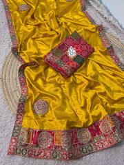 Trending Chinon Silk Saree With Maslin Rich Pallu