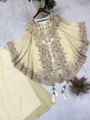 Indo Western Georgette Sequence Embroidery Work Kurta Palazzo With Shrug