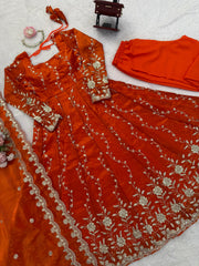 Beautiful Trending Fendy Silk Thread With Sequence Work Gown