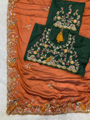 Party-wear Rangoli Silk Codding With Multi Embroidery Work Saree