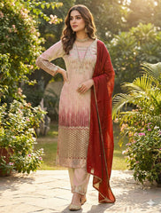 Party-wear Chinon Silk Printed With Sequence Embroidery Work Dress