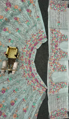 Party-wear Organza Silk Embroidery Sequence Work Lehenga Choli