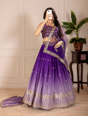 Beautiful Simmer Silk Embroidery Thread & Sequence Work Lehenga Choli