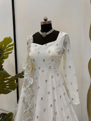 Attractive Chinon Sllk Sequence Work Gown