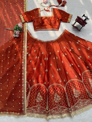 Beautiful Trending Krishma Silk Thread With Sequence Work Lehenga Choli