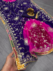 Beautiful Pure Georgette with Jaipur Bandhani Printed Saree