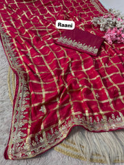 Beautiful Soft Viscos Gotafoil Work Saree