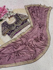 Party-wear Rangoli Silk Sequence Coding Embroidery Work Saree With Stitched Blouse