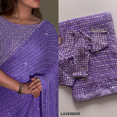 Bollywood Blockbuster Georgette Sequence Multi Embroidery Work Designer Saree