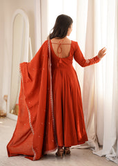 Festival Special Roman Chanderi Silk Thread Work Anarkali Gown