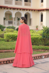 Wedding Special Indo Western Georgette Lehenga Shrug With Stitched Blouse