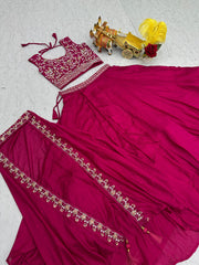Wedding Special Vichitra Silk Lehenga Choli With Shrug