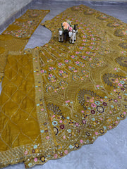 Beautiful Gold Crush Embroidery & Sequence Work Lehenga Choli