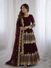 Elegant Designer Georgette Embroidery Work Sarara Set