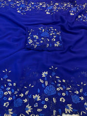Elegant Georgette Embroidery Work Saree