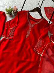 Trendy Rangoli Silk Bead Work Top Palazzo With Dupatta