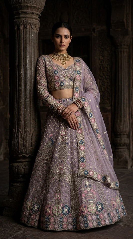 Party-wear Soft Net Embroidery Sequence Work Lehenga Choli