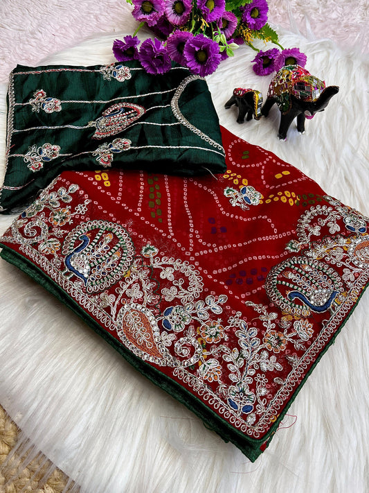 Beautiful Georgette Bandhej Saree