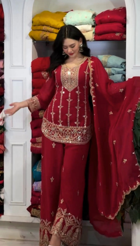 Designer Party-wear Georgette Embroidery Coding & Sequence Work Suit