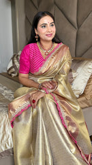 Beautiful Soft Tissue Silk With Kaju Katli Designer Saree