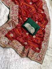 Beautiful Gangaur Special Bandej Work Saree