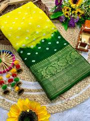 Beautiful Cotton Silk Kanjivaram Bandhani Saree