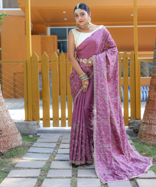 Beautiful Pure Soft Silk Thread With Hand-work Saree