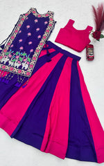 Navratri Special Vichitra Silk Lehenga With Stitched Blouse & Shrug