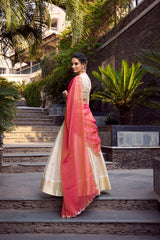 Traditional Jacquard Chex Zari Weaving Work Lehenga Choli