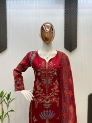 Party-wear Roman Silk Sequence Embroidery Work Suit