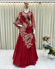 Trendy Stylish Georgette Cording Sequence Work Lehenga Blouse WIth Shrug