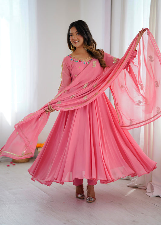 Women’s Ethnic Style Georgette Embroidery & Sequence Work Gown