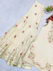 Beautiful Designer Chinon Silk Sequence Embroidery Work Dress