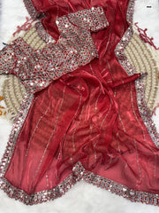 Jimmy Choo Party-wear Bollywood Blockbuster Real Mirror & Embroidery Sequence Work Saree