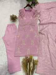 Beautiful Chinon Silk Sequence Embroidery Work Suit