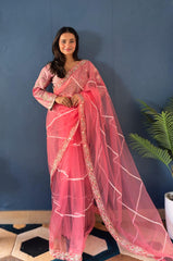 Perfect Party-wear Net With Embroidery Designer Work Saree