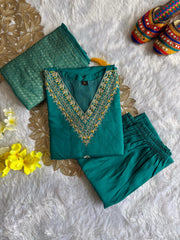 Beautiful Roman Silk Embroidery With Sequence Work Dress