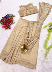 Party-wear Stylish Star Georgette Lehenga Set With Stitched Blouse