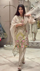 Partywear Designer Georgette Real Mirror & Hand Work Suit